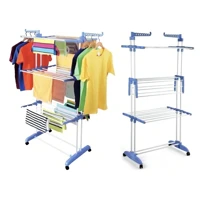 Imagem da promoção Varal De Chão Epsilon Varal De Roupas 3 Andares Dobrável Grande C/ 4 Rodas Cor Azul