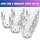 Jogo 6 Copos Vidro Diamante Grosso Resistente Agua 300ml Branco Ms Variedades em oferta
