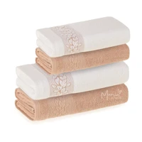 Imagem da promoção Jogo Toalha De Banho Karsten Macia E Grossa 100% Algodão Kit Banho e Rosto Barrado Floral Provence