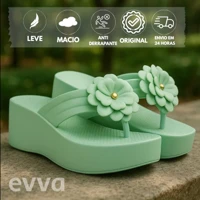 Imagem da promoção Chinelo Feminino Plataforma Salto Super Leve e Macio em EVA com detalhe de flor