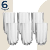 Imagem da promoção Jogo de 6 Copos Altos Canelado Refinatto em Vidro 400ml