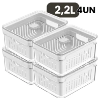 Imagem da promoção Kit 4un Organizadores de Geladeira 2,2L / 5L para Alimentos Vegetais Cozinha Frutas Clear Fresh