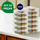 Kit 10 ou 5 Potes Vidro Hermético 450ml Retangular Mantimentos Marmita Premium em oferta