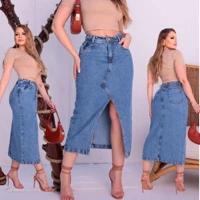 Imagem da promoção Saia Jeans Feminina Longa Cintura Alta Evangélica Midi