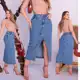 Saia Jeans Feminina Longa Cintura Alta Evangélica Midi em oferta