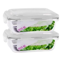 Imagem da promoção 2 Pote Vidro Hermética Marmita Tampa Silicone 1520ml 4 Trava Sortido