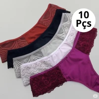 Imagem da promoção Kit C/10 Calcinha Fio Dental Renda Calcinha Feminina Lingerie Sensual