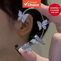 Imagem da promoção 1Pc Diamante Borboleta Orelha Manguito Para Mulheres Sem Piercing Luxuoso Completo Strass Elegante C