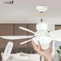 Imagem da promoção Ventilador Luminária Led 80W 6 Pás Lâmpada Soquete Bocal E27 52CM Teto 3 Cor Branco Preto Com Base