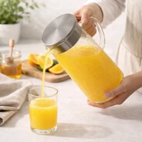 Imagem da promoção Jarra de Vidro 1,5L Borossilicato Transparente com Tampa Hermetica Inox Suco Agua