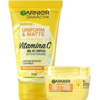 Imagem da oferta Garnier Uniform & Matte, Kit Skincare Gel de Limpeza e Hidratante com Vitamina C, Ação Antioleosidad