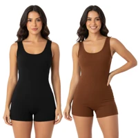 Imagem da promoção Macaquinho Feminino Canelado Curto Anarruga Ajustado Roupa Feminina Estilosa