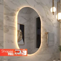 Imagem da promoção Espelho Grande De Parede Oval Com Led Orgânico Banheiro Sala Quarto Luz Quente E Fria