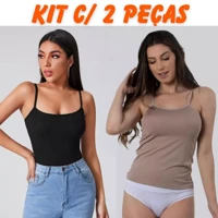 Imagem da promoção kit Com 2 Blusa Regata Básica Feminina Segunda Pele Blusinha Microfibra Modeladora Anágua Alcinha Re