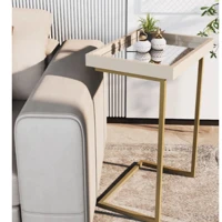 Imagem da promoção Mesa Lateral Espelhada com Pés de Ferro Resistente e Elegante Apoio Sala Sofá Moderna Decoração