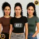 Kit 3 Baby Tee Feminina – Blusa Básica Slim Manga Curta em oferta