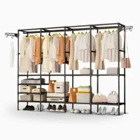 Imagem da promoção Arara Sapateira Cabideiro 4 Colunas Armário 10 Prateleiras Multiuso para Organização Completa - Vari