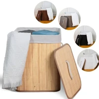 Imagem da promoção Cesto de Roupa Suja Bambu Com Tampa e Alças 50 Litros Grande Organizador Multiuso