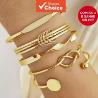 Imagem da promoção Conjunto De Pulseira De Torção Geométrica 5 Peças Para Mulheres Minimalista Empilhável Presente De J