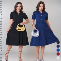 Imagem da promoção Kit 2 Vestidos Midi Evasê Feminino Elegante Cristan