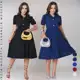 Kit 2 Vestidos Midi Evasê Feminino Elegante Cristan em oferta