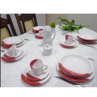 Imagem da promoção Jogo de Jantar Louças Pratos e xícaras de Porcelana Completo com 20 peças