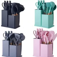 Imagem da promoção Kit Cozinha 19 Peças Silicone Antiaderente Facas Inox Madeira com Suporte