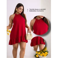 Imagem da promoção Vestido Feminino Curto com Babado na Barra e Gola Alta – Look Moderno e Confortável