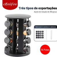 Imagem da promoção Belifou Porta Tempero Giratorio Com 9/12/16 Potes Vidro Suporte Para Especiarias Giratório 360 Graus