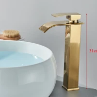 Imagem da promoção Torneira Bacia Banheiro Ouro Cascata Único Comando Alto Luxo Brilhante