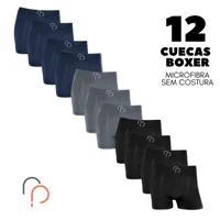 Imagem da promoção Kit 12 Cuecas Boxer Sem Costura em Microfibra RP