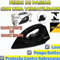 Imagem da promoção Ferro De Passarr A Seco Premium 127V OU 220V 1000W Com LED Indicativo