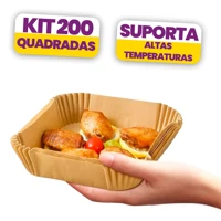 Imagem da promoção Kit 200 Formas De Airfryer Descartável Antiaderente De Papel Cozinha Modelos Redondo E Quadrado