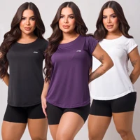 Imagem da promoção Kit 3 Camiseta Academia Feminina Dry Fit Treino Blusa Caminhada Treino Musculação