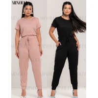 Imagem da promoção Conjunto Feminino em Malha Suede Light Calça Jogguer Blusa Feminina Tshirt Confortável Fardamento