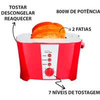 Imagem da promoção Torradeira Tostador Premium 110V Com Bandeja de Migalhas Inox 7 Níveis de Tostagem