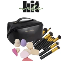 Imagem da promoção Kit com Necessaire , Esponjas para Base e Pó, Pincel kabuki 10 Peças Kit Para Viagem e Maquiagem