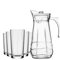 Imagem da promoção Jogo De Jarra E Copos Em Vidro Suco Água Restaurante Buffet