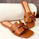 Sandália Rasteirinha Feminina H Aplique Amendoa Lesma Chic Chinelo Bico Quadrado em oferta