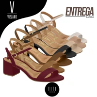 Imagem da promoção Sandália Vizzano Original Salto Bloco Baixo Grosso Confortável Trabalho Social Festa Evento Macia