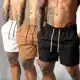 Kit 3 Shorts de Tactel Com Elastano Masculino Básico Liso Moda Praia em oferta