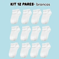 Imagem da promoção Kit 12 Pares De Meia Infantil Cano Baixo Algodão Escolar