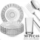 Aparelho De Jantar 30 Peças - Pratos + Copos + Talheres Inox em oferta