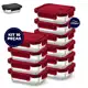Kit 10 ou 5 Potes Vidro Retangular Hermético 375ml 4 Travas Marmita Premium Vermelho em oferta
