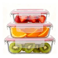 Imagem da promoção Kit Pote Hermético De Vidro Retangular C/ Tampa 3 Peças Transparente