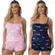 Kit 4 Peças Pijama Feminino Baby Doll Short Doll Estampado Sem Bojo Roupa Dormir 2 Shorts + 2 Blusas em oferta