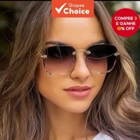 Imagem da promoção Óculos De Sol Quadrados Coreanos UV400 Para Mulheres Com Lente Gradiente Sem Aro Praia Essencial