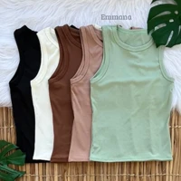 Imagem da promoção Kit 5 Regata Canelada Feminina Lisa Blusa Básica Camiseta Casual