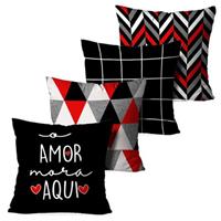 Imagem da promoção Kit 4 Capas Para Almofadas Decorativas O Amor Mora Aqui - Love Decor