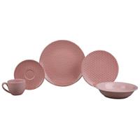 Imagem da promoção Aparelho de Jantar Chá 20 Peças Haus Cerâmica - Rosa Redondo Soho Geométrico